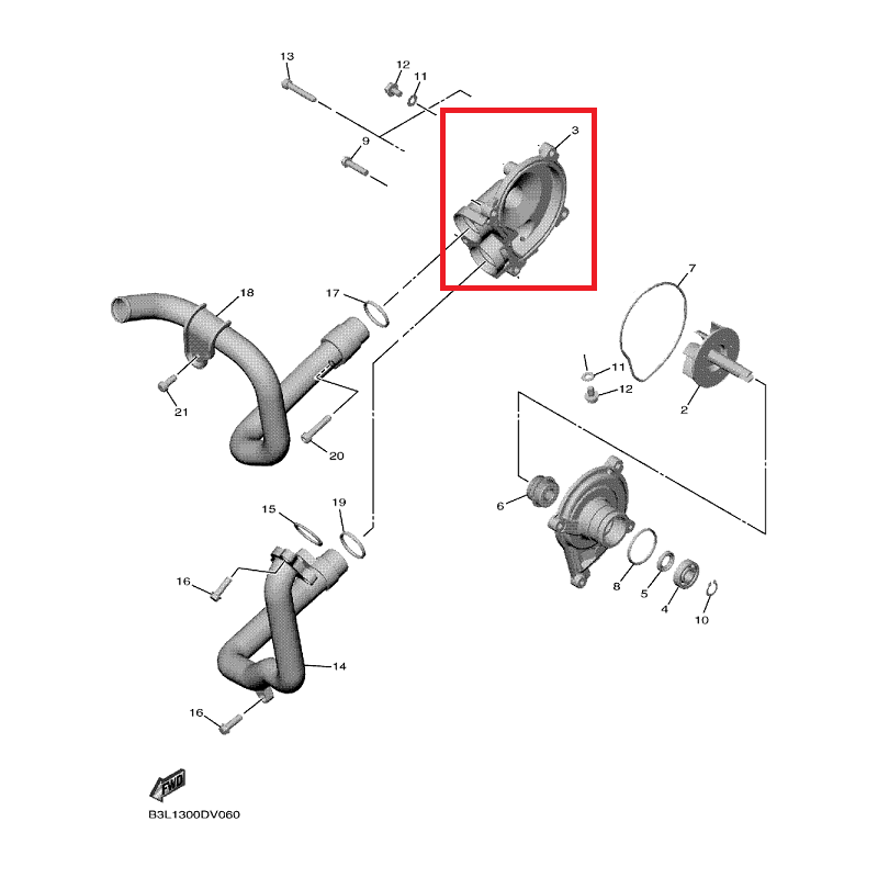 OEM Yamaha Water Pump Housing Cover YZF-R1 2017-2022