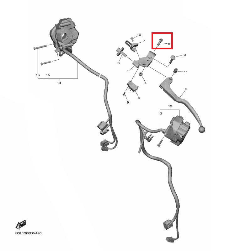 OEM Yamaha Clutch Lever Holder Bolt, Flange YZF-R1 2015-2022