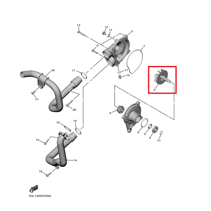 OEM Yamaha Water Pump Impeller Shaft Assy YZF-R1 2015-2022