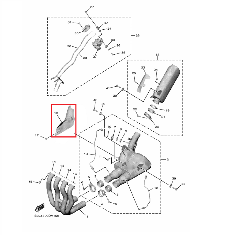 OEM Yamaha Exhaust Chamber Protector Assy YZF-R1 2015-2022