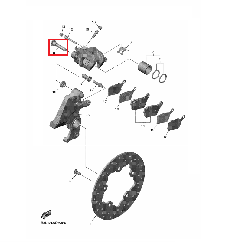 OEM Yamaha Rear Brake Caliper Slide Pin YZF-R1 2015-2022