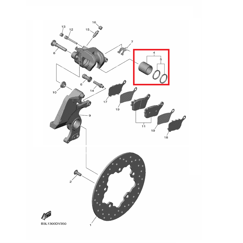 OEM Yamaha Rear Brake Caliper Piston Assy YZF-R1 2015-2022