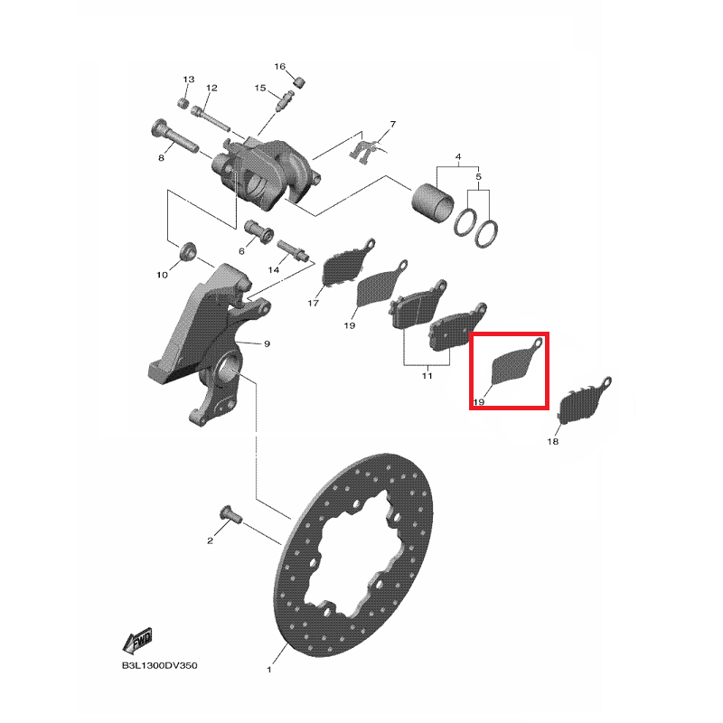 OEM Yamaha Rear Brake Caliper Shim 3 YZF-R1 2015-2022