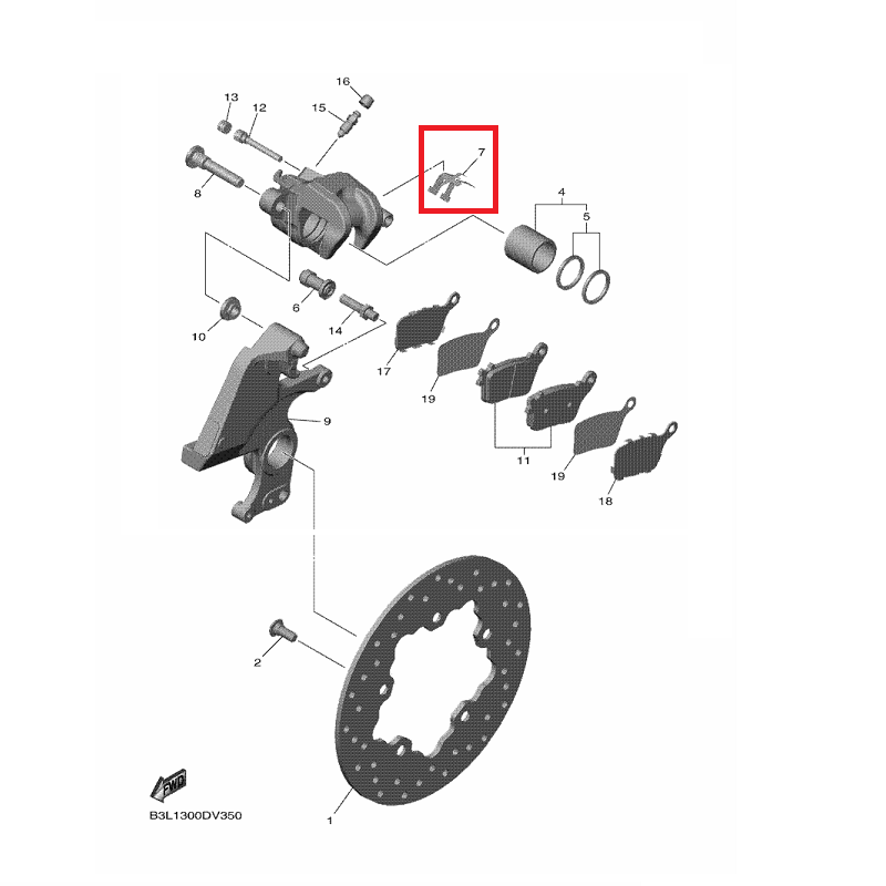 OEM Yamaha Rear Brake Caliper Pad Support YZF-R1 2015-2022