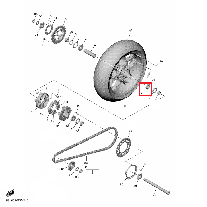 OEM Yamaha Rear Wheel Bearing (L.H) YZF-R1 2015-2022