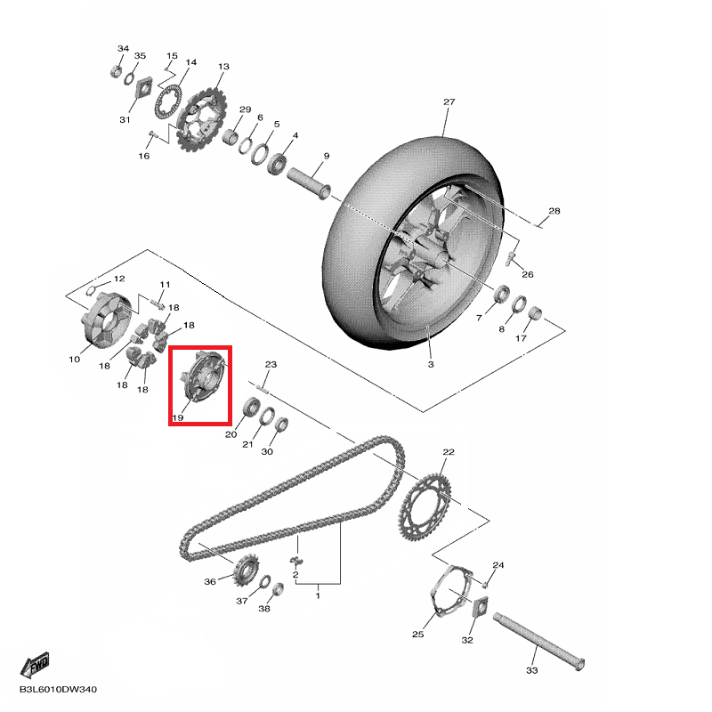 OEM Yamaha Rear Wheel Clutch, Hub YZF-R1 2015-2022