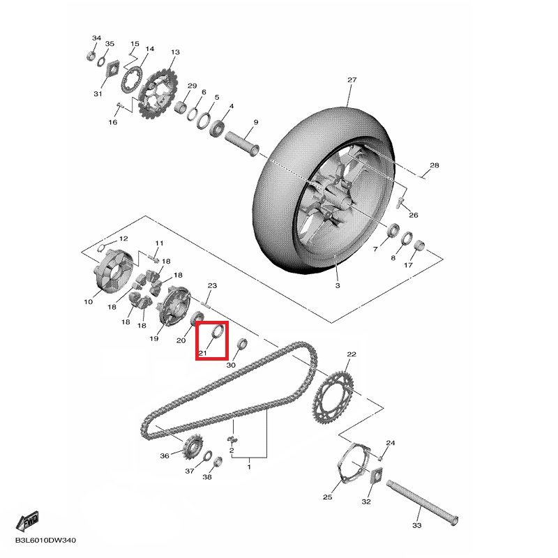 OEM Yamaha Rear Wheel Clutch, Hub Oil Seal YZF-R1 2015-2022