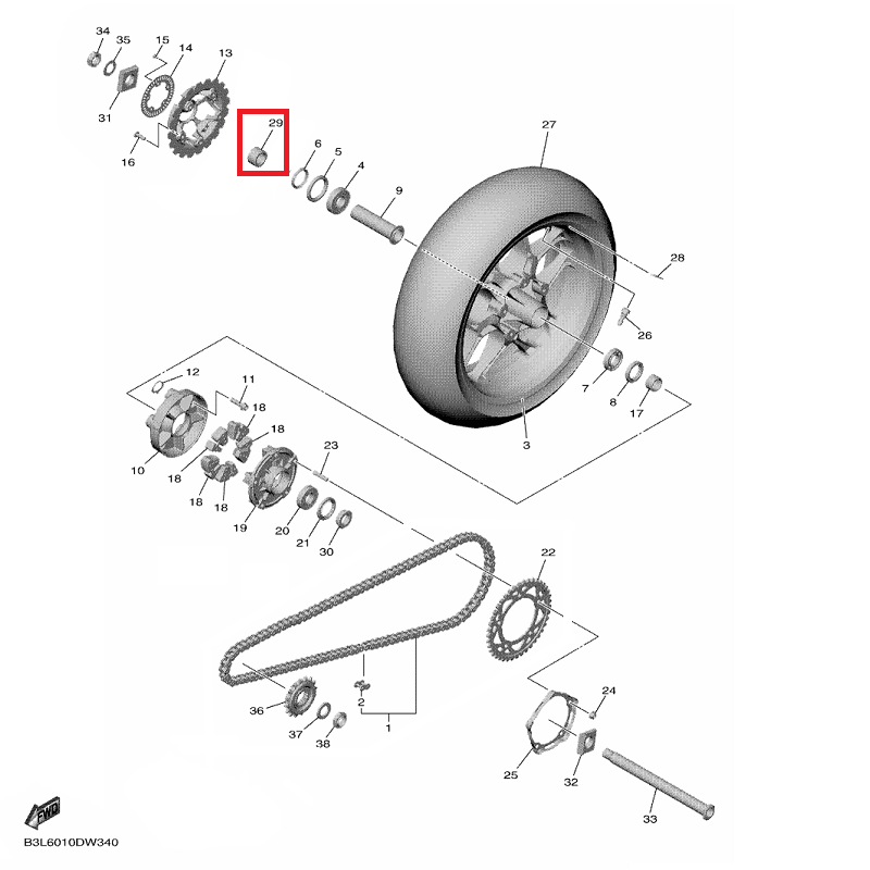 OEM Yamaha Rear Wheel Collar (R.H) YZF-R1 2015-2022