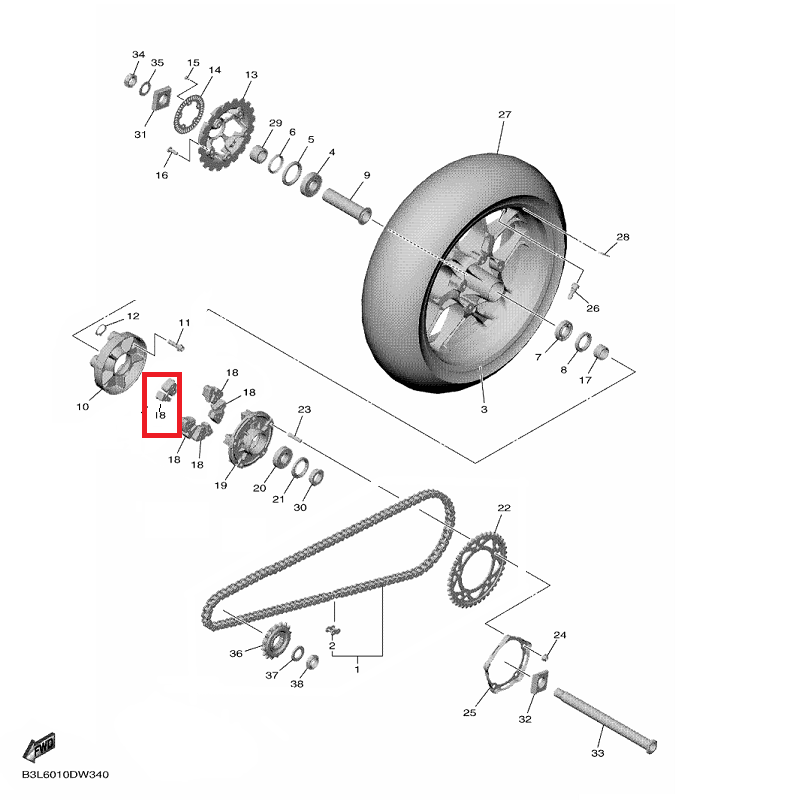 OEM Yamaha Rear Wheel Damper YZF-R1 2015-2022