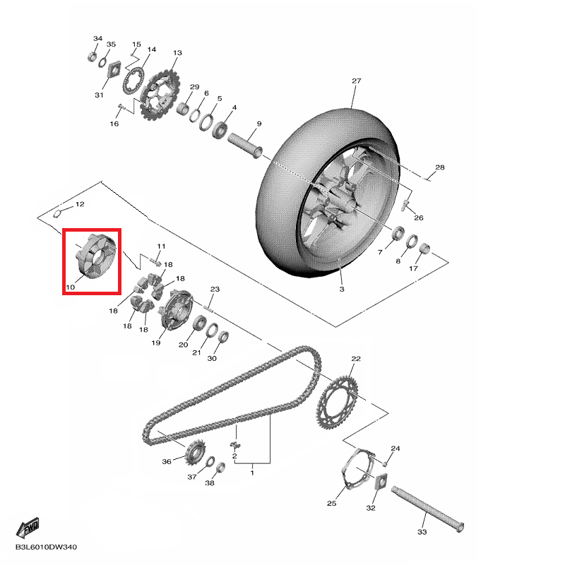 OEM Yamaha Rear Wheel Hub 2 YZF-R1 2015-2022