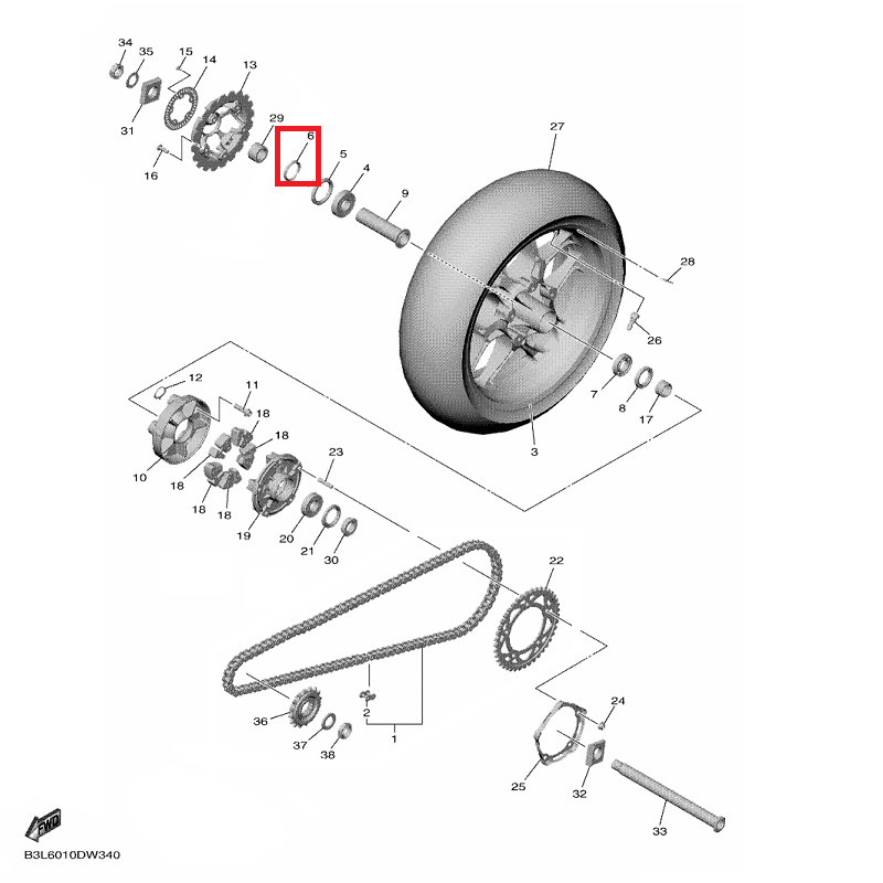 OEM Yamaha Rear Wheel Oil Seal (R.H) YZF-R1 2015-2022