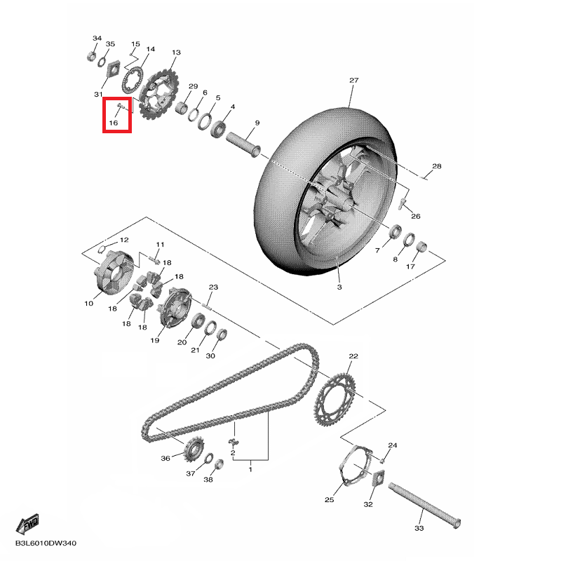 OEM Yamaha Rear Wheel Plate, Disk Bolt, Hex Socket Button YZF-R1 2015-2022