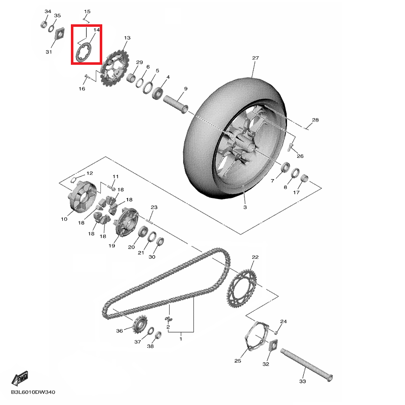 OEM Yamaha Rear Wheel Rotor, Sensor YZF-R1 2015-2022