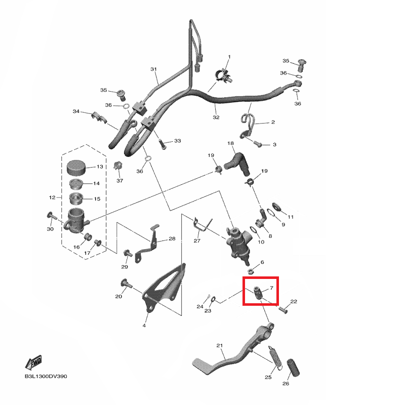 OEM Yamaha Rear Master Cylinder Joint YZF-R1 2015-2022