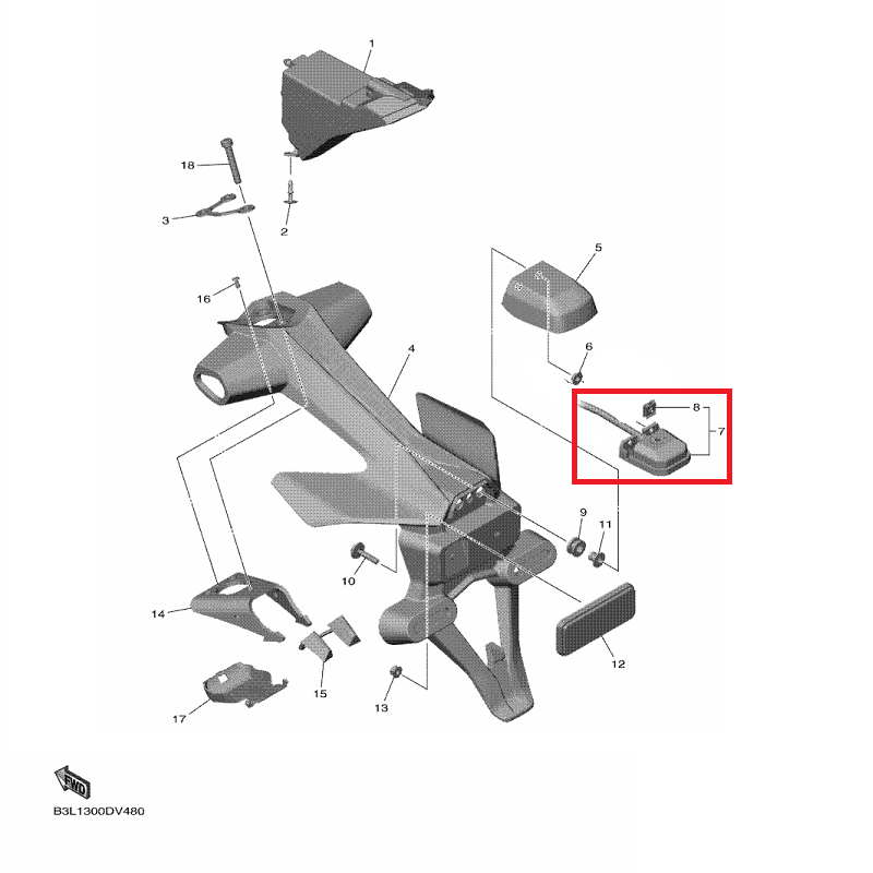 OEM Yamaha Licence Light Unit Assy YZF-R1 2015-2022