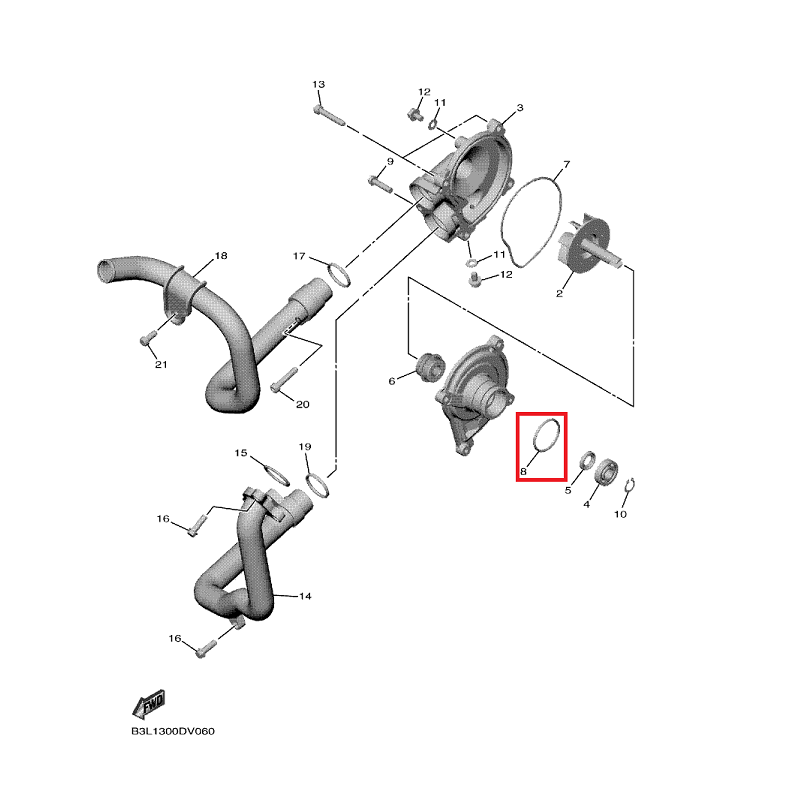 OEM Yamaha Water Pump O-Ring YZF-R1 2015-2022